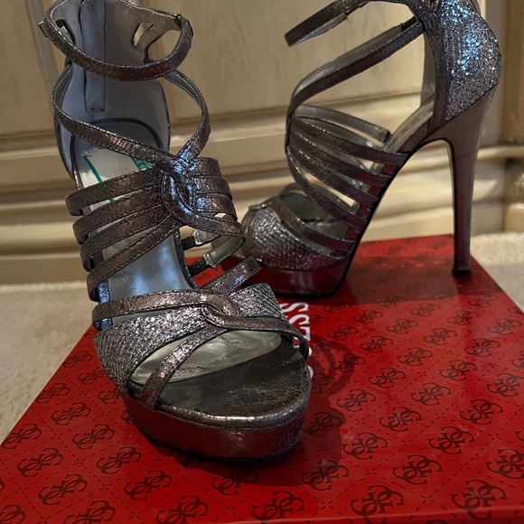 Silver Sparkling Guess Sandals - Picture 3 of 14